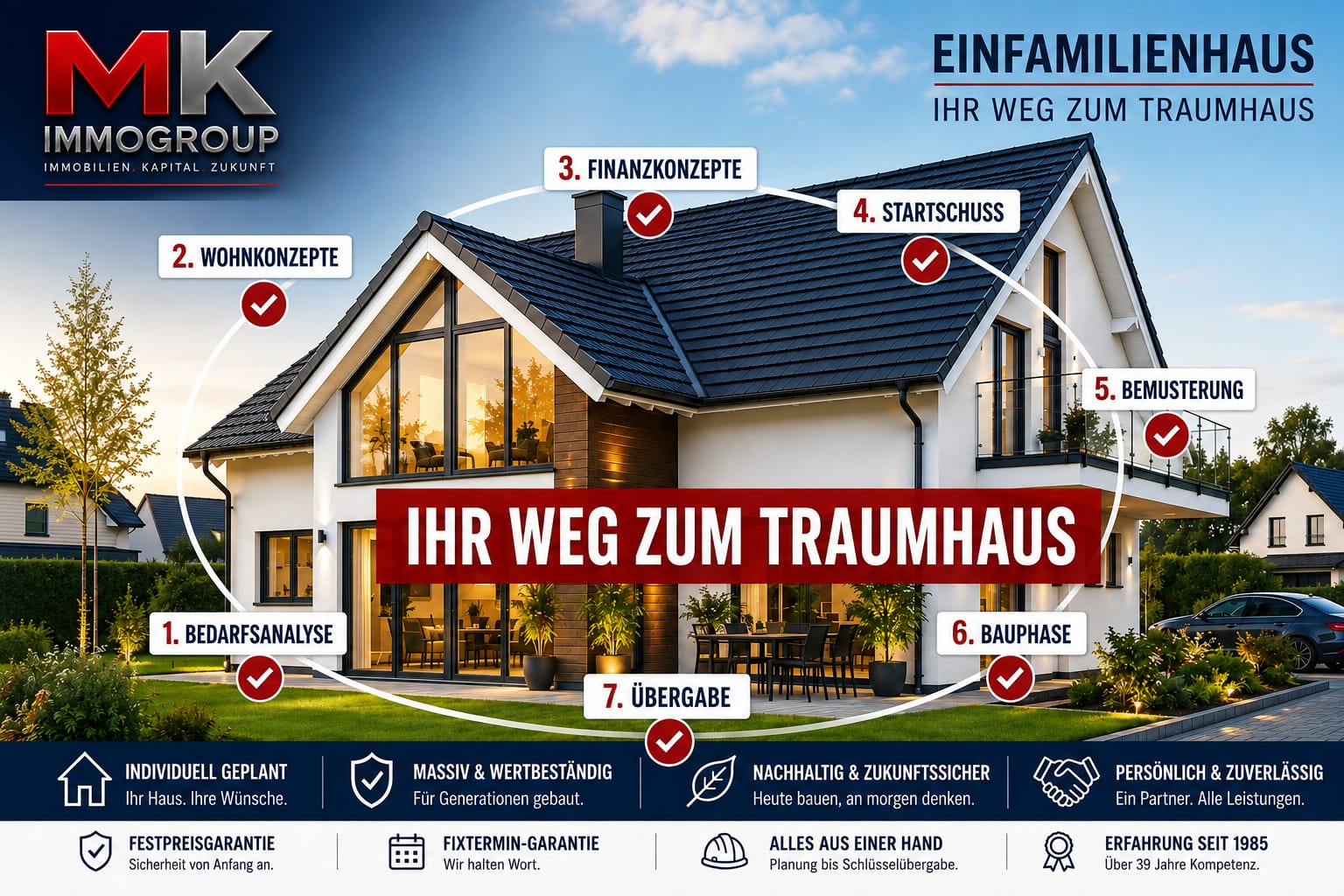 Einfamilienhaus – Ihr Weg zum Traumhaus: Bedarfsanalyse, Wohnkonzepte, Finanzkonzepte, Startschuss, Bemusterung, Bauphase, Übergabe